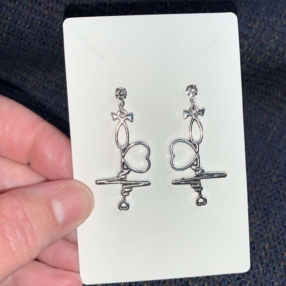 Handcrafted Silver-toned Fashion Earrings Medical Themed Drop Dangle - Picture 7 of 11